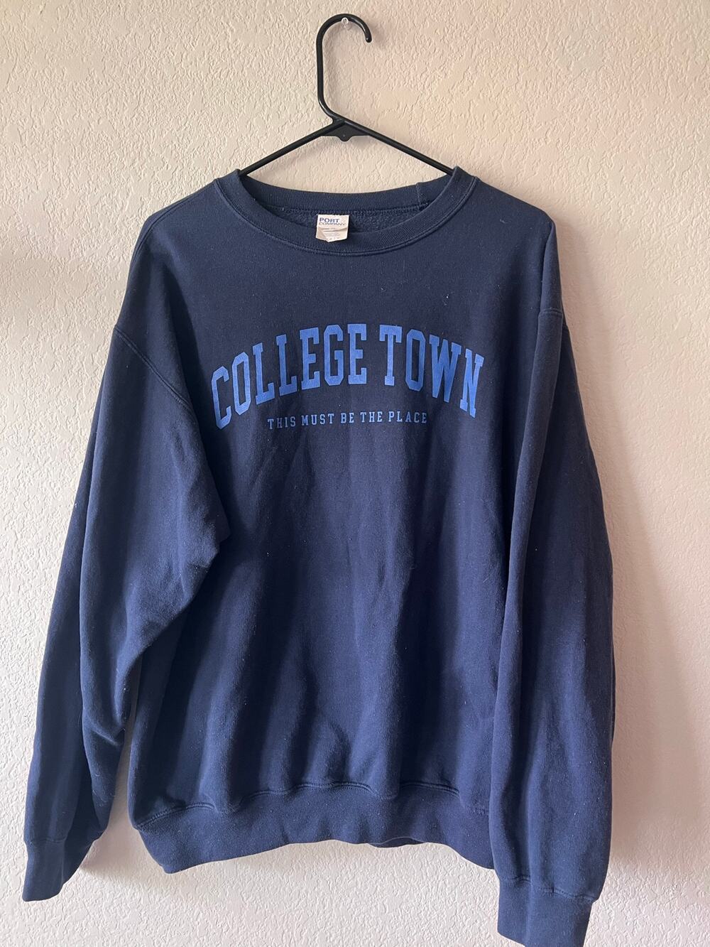 Port & Company College Town Navy Blue Crewneck Sweatshirt Unisex 50/50